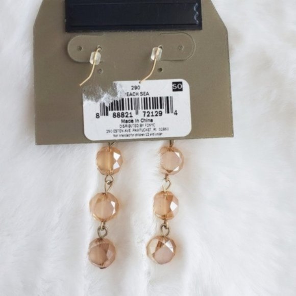 SO Peach Beaded Dangle Earrings NWT - Picture 2 of 2
